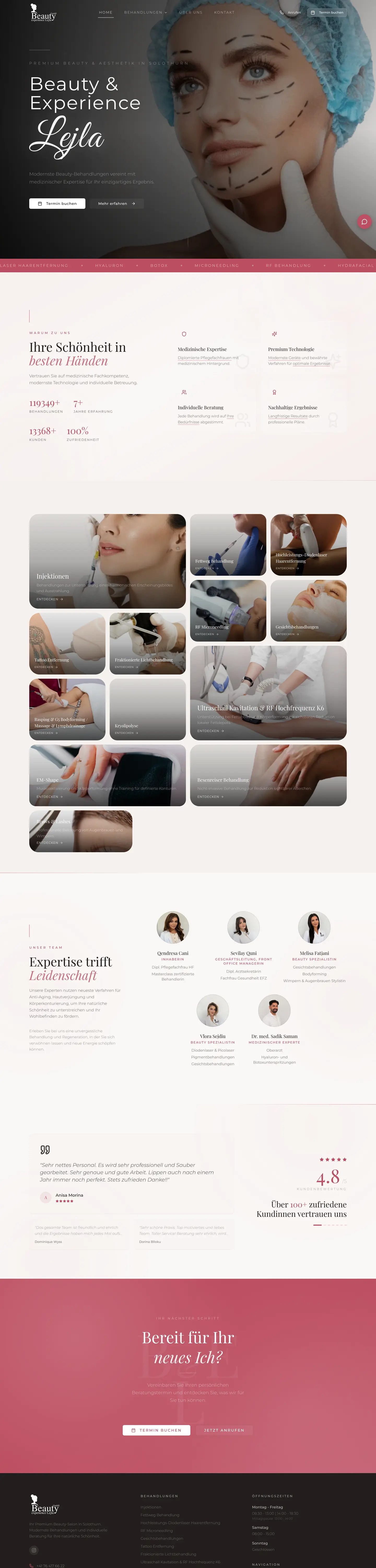 Startseite von Beautyexperience Lejla, ganze Länge