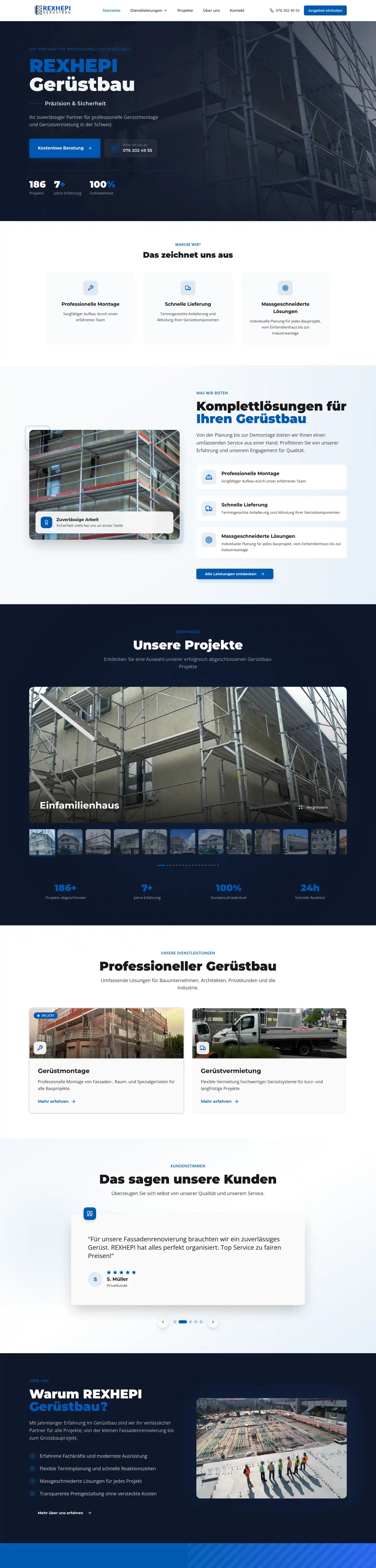 Startseite von REXHEPI Gerüstbau, ganze Länge