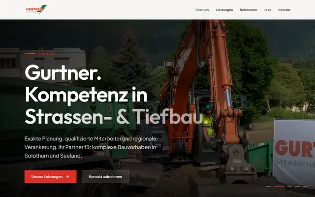 Website der Hans Gurtner AG, Strassenbau Grenchen - realisiert von AIOMI